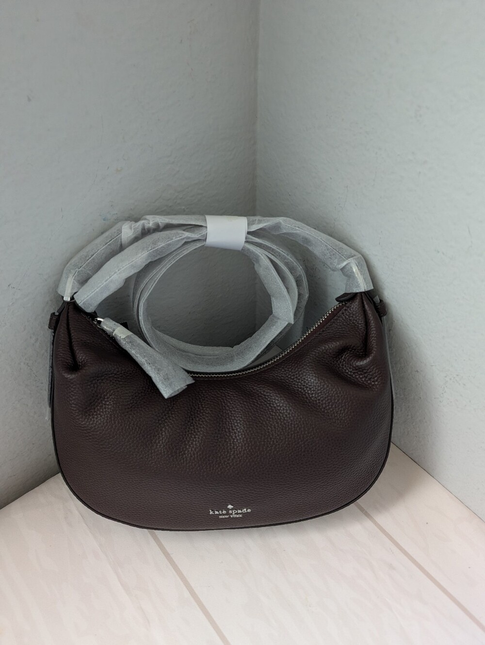 NWT Kate Spade KP883 Selene Pebbled Leather Shoulder Bag Crossbody In Hot Fudge